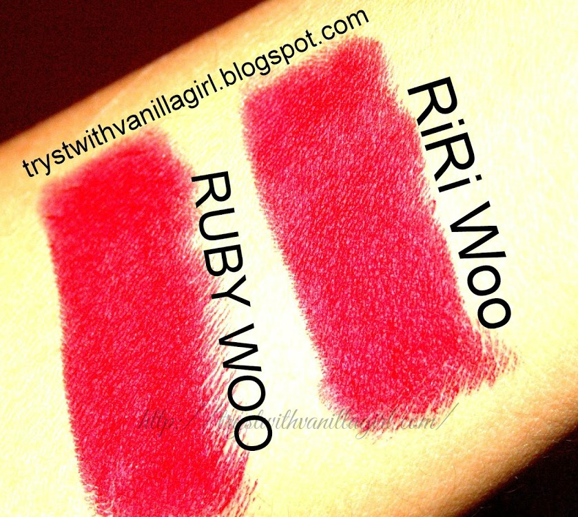 MAC RiRi Woo Lipstick Review,Swatch,Photos,comparision with Ruby woo