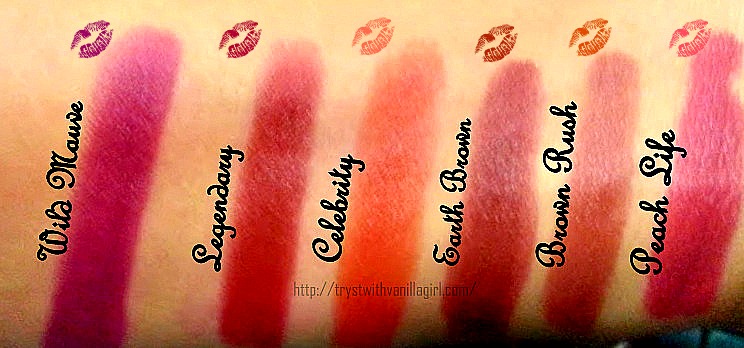 All Colorbar Darkened Summer Matte Touch Lipsticks Swatches,Price