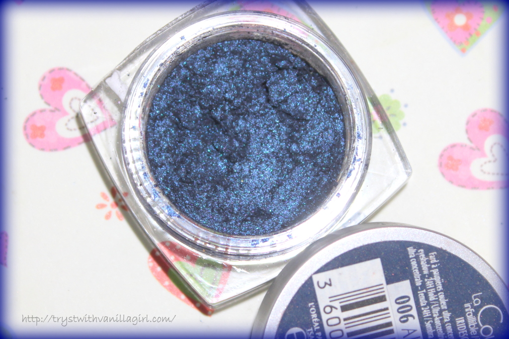 L'Oreal Paris Infallible Mono Eyeshadow All Night Blue 006 Review,Swatch,Photos