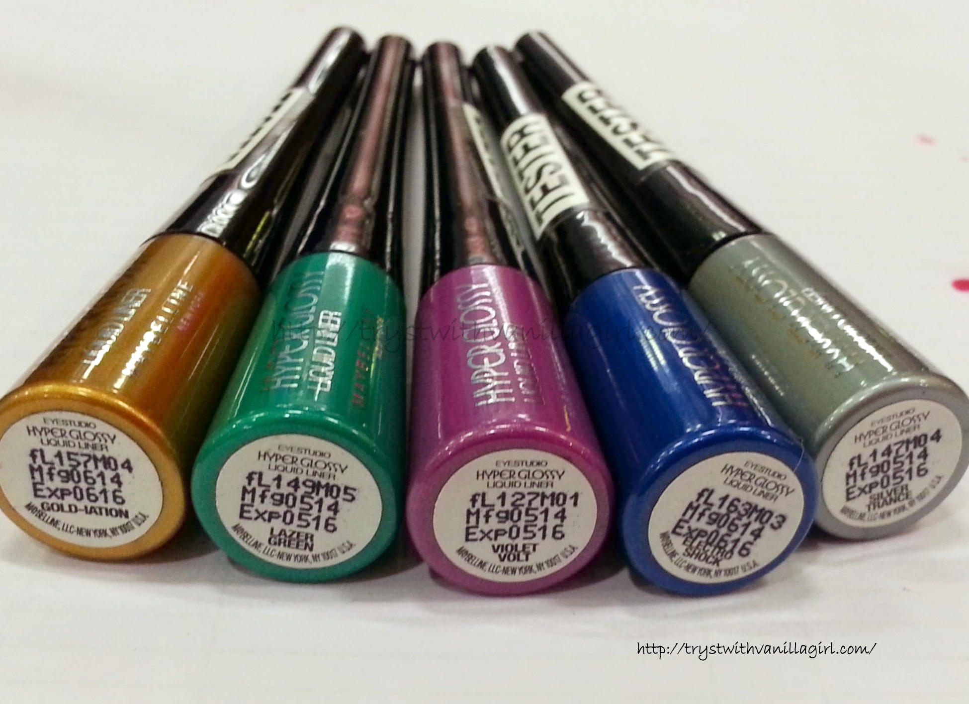 MAYBELLINE HYPERGLOSSY ELECTRICS EYELINERS SWATCHES