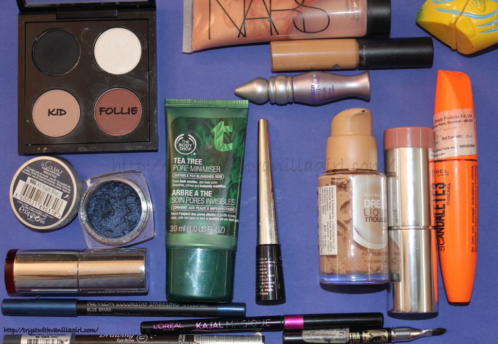 PRODUCTS -- USED TO CREATE GLAMOROUS NAVY BLUE EYE MAKEUP LOOK