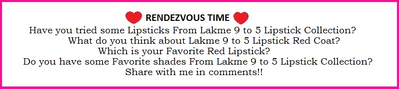 LAKME 9 TO 5 MATTE LIPSTICK RED COAT Review