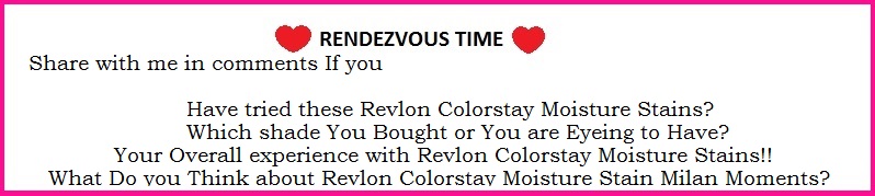 Revlon Colorstay Moisture Stain Swatches