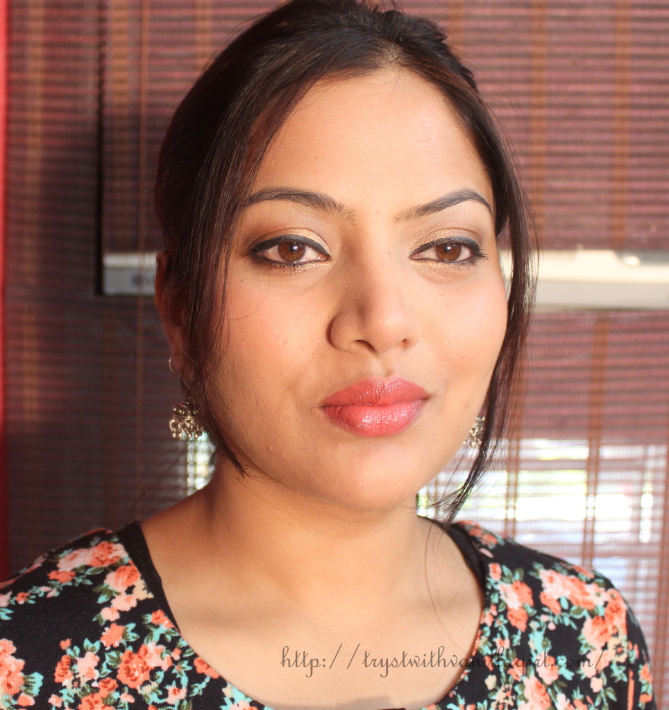 Maybelline Colorsensational High Shine Lipstick Coral Lustre Review,Swatch.FOTD