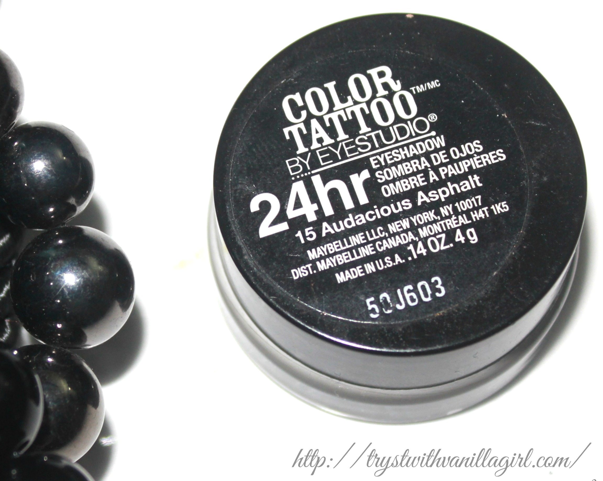 Maybelline Color Tattoo Eye Shadow Audacious Asphalt Review,Swatch,Photos