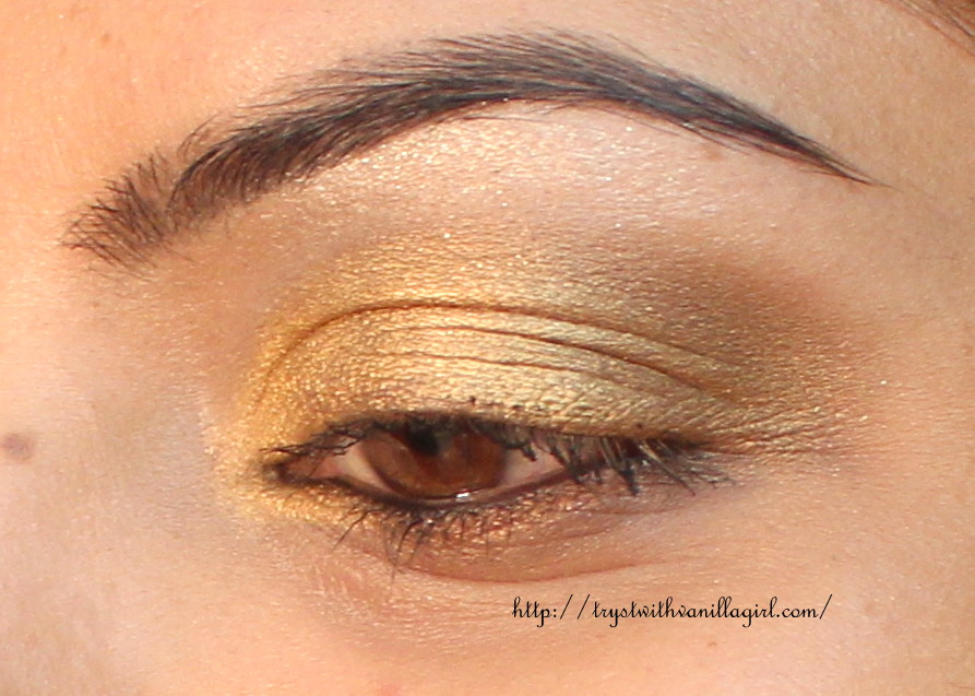 Coloressence Single Pearl Eyeshadow Tuskon Gold Review,Swatch,EOTD