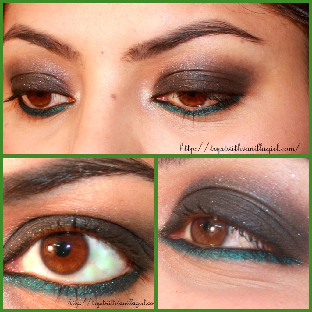 Lancome Color Sensation Eyeshadow The New Black Review,Swatch,Photos,EOTD,Smokey eyes with teal Eyeliner