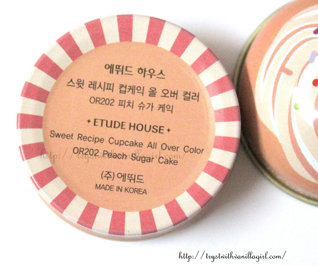 Etude House Sweet Recipe Cupcake Peach Sugar Cake Review,Swatch,Photos