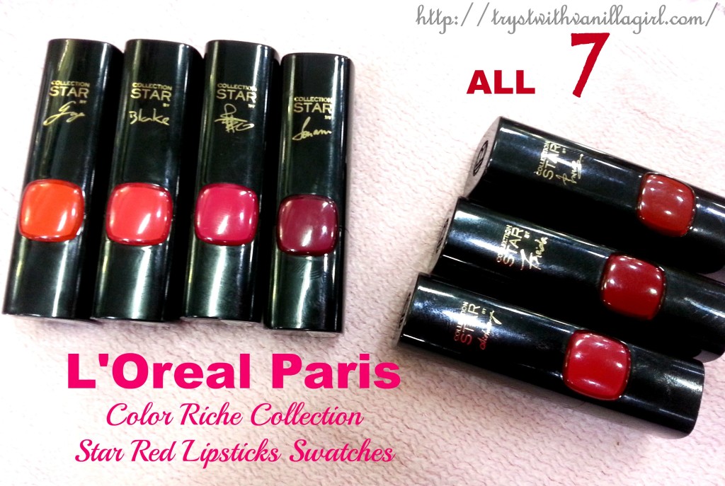  L'Oreal Paris Color Riche Collection Star Red Lipsticks Swatches,Info,Price,First Impression