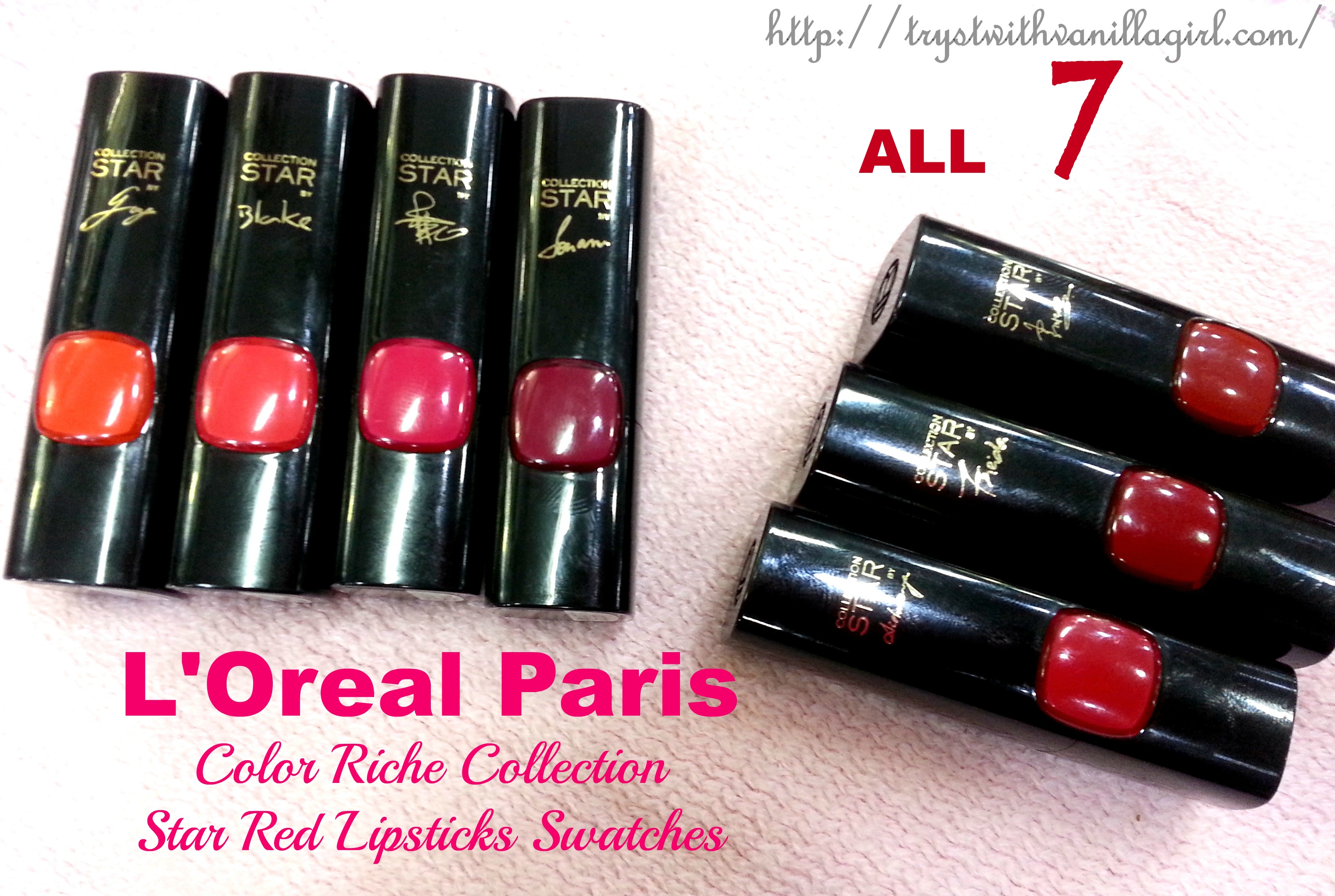 L'Oreal Paris Color Riche Collection Star Red Lipsticks Swatches,Info,Price,First Impression