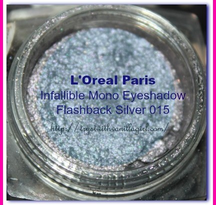 L'Oreal Paris Infallible Mono Eyeshadow Flashback Silver 015 Review,Swatch,Photos