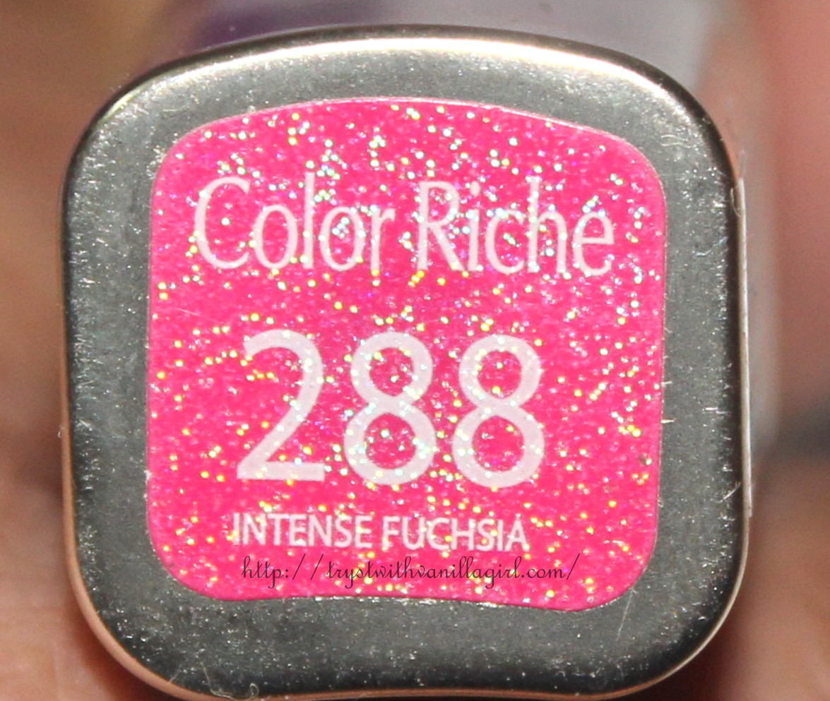 L'Oreal Paris Color Riche Lipstick Intense Fuchsia Review,Swatch,Photos