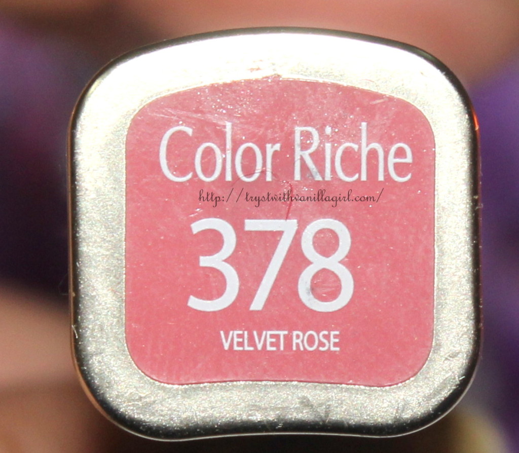 L'Oreal Paris Color Riche Lipstick Velvet Rose Review,Swatch,Photos,378,FOTD