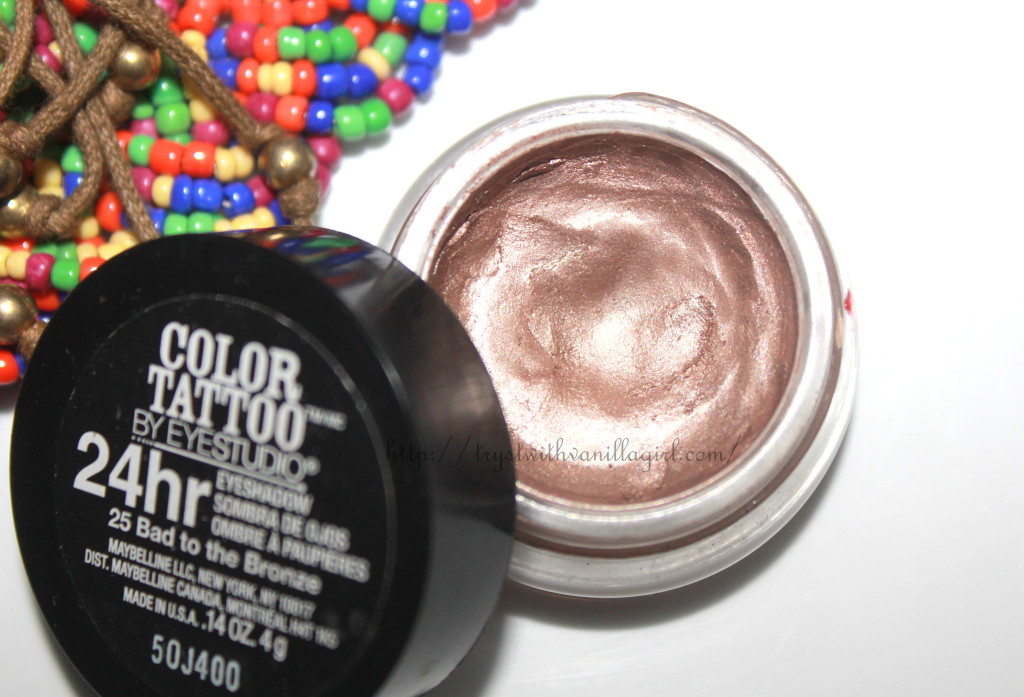 Maybelline Color Tattoo Eye Shadow Bad to The Bronze Review,Swatch,Photos