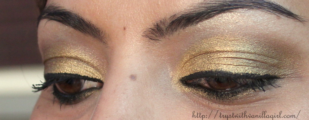 Coloressence Single Pearl Eyeshadow Tuskon Gold Review,Swatch,EOTD,Affordable Make Up Look,Golden Eyeshadow Look