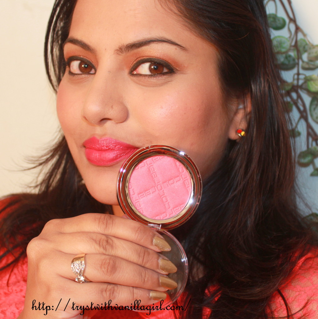 Colorbar Cheek Illusion Blush Coral Bliss Review,Swatch,Photos,FOTD