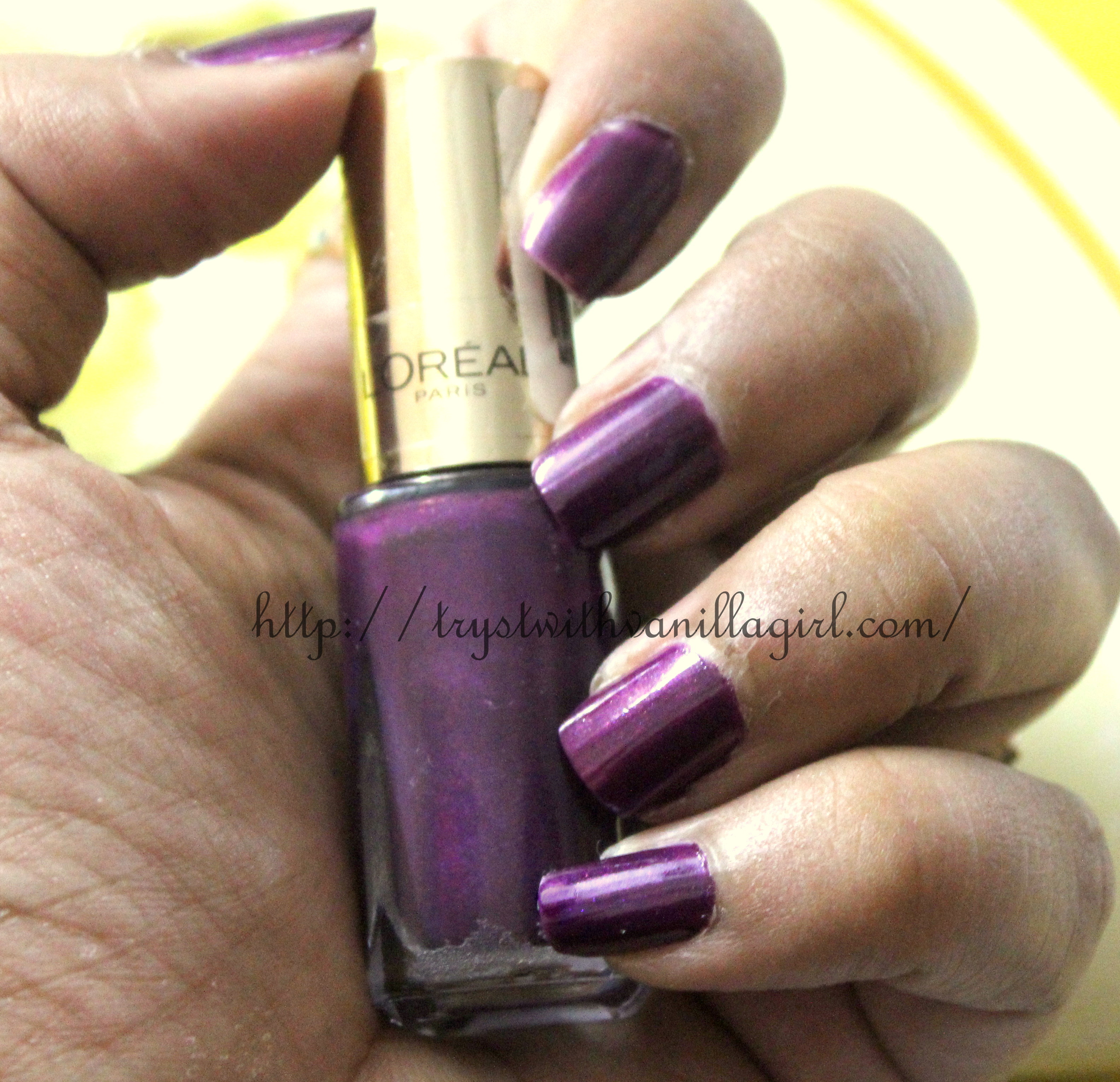 L'oreal Paris Color Riche Nail Enamel Wild Purple 505 Review,NOTD