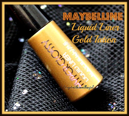 Maybelline Hyper Glossy Electrics Liquid Eyeliner Gold-Iation Review,Swatch,Photos,FOTD