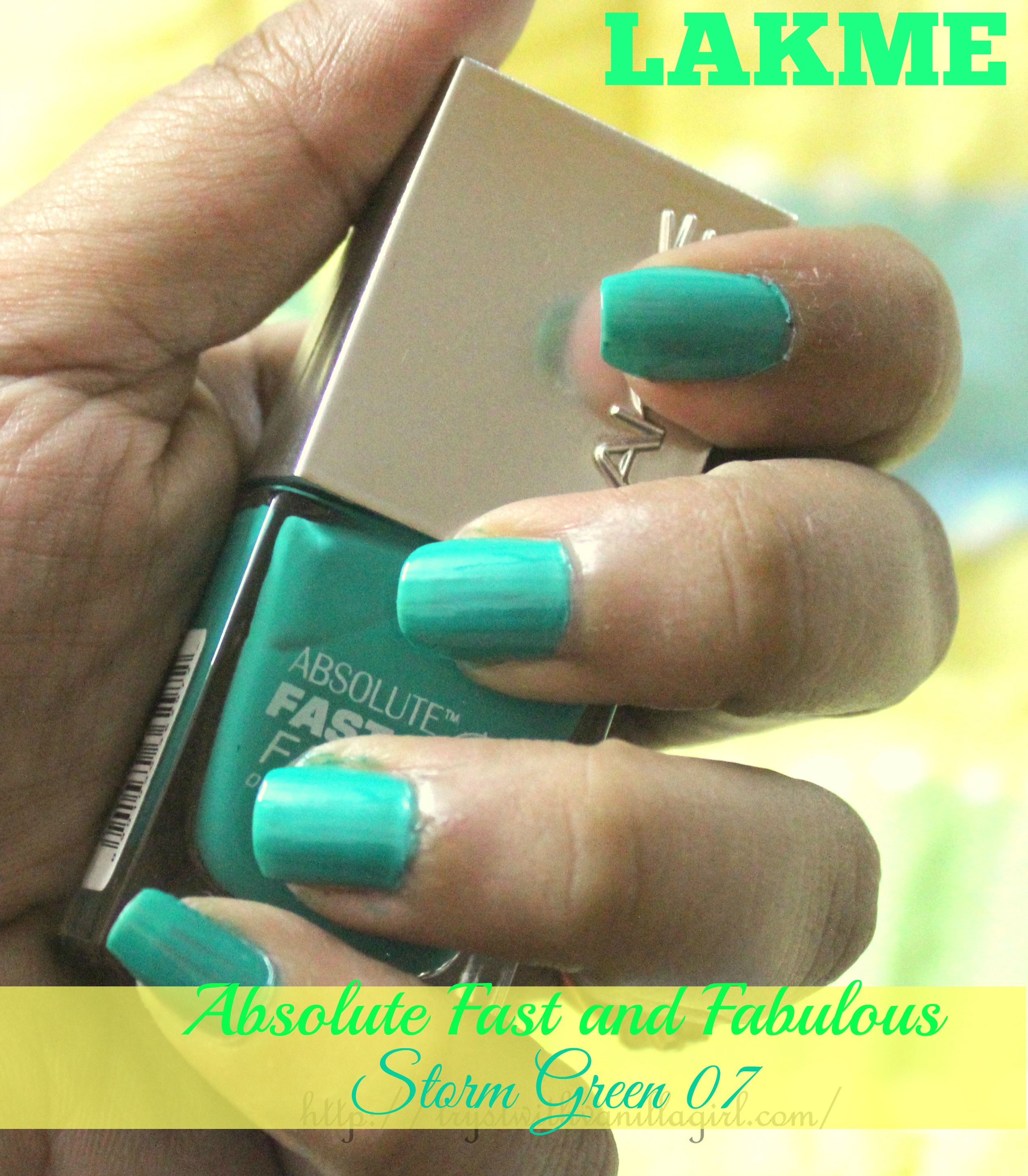 Lakme Absolute Fast and Fabulous Nail Color Storm Green 07 Review,NOTD