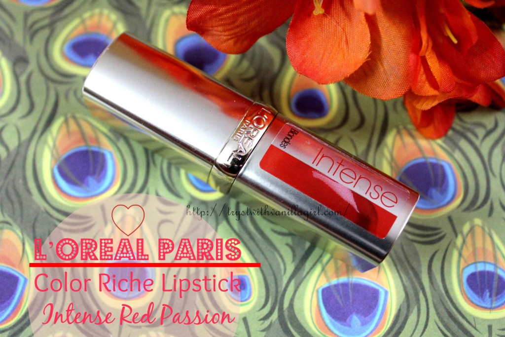 L’Oreal Paris Color Riche Lipstick Intense Red Passion Review,Swatch,Photos,FOTD