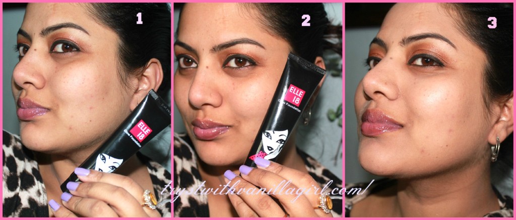 Elle 18 Glow Foundation Coral Review,Swatch,FOTD,Indian Drugstore Foundation