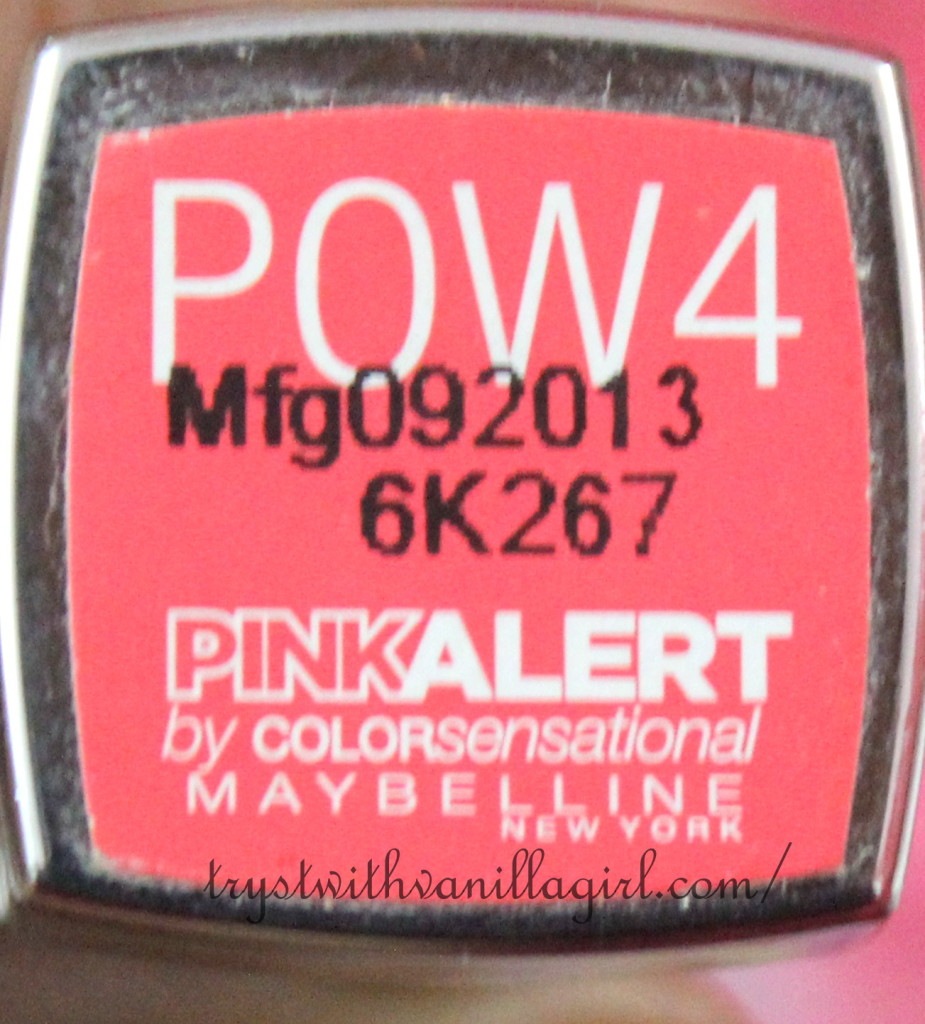 Maybelline Color Sensational Pink Alert Lipstick POW4 Review,Swatch,Photos