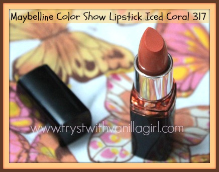 Maybelline Color Show Lipstick Iced Coral 317 Review,Swatch,Photos,LOTD,FOTD