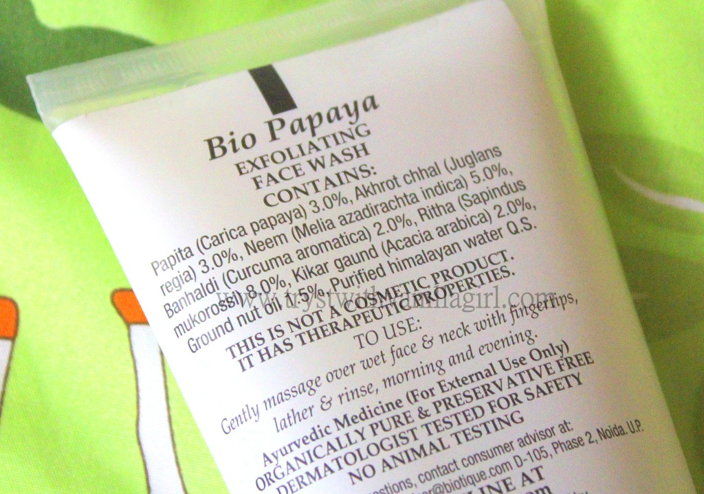 Biotique Bio Papaya Exfoliating Face Wash Review,Price