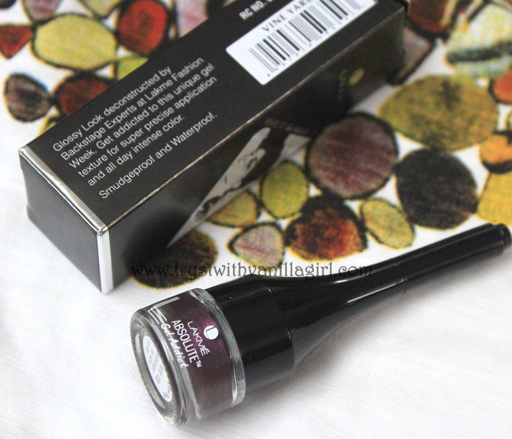 Lakme Absolute Gel Addict Eyeliner Vine Yard Review, Swatch, Photos